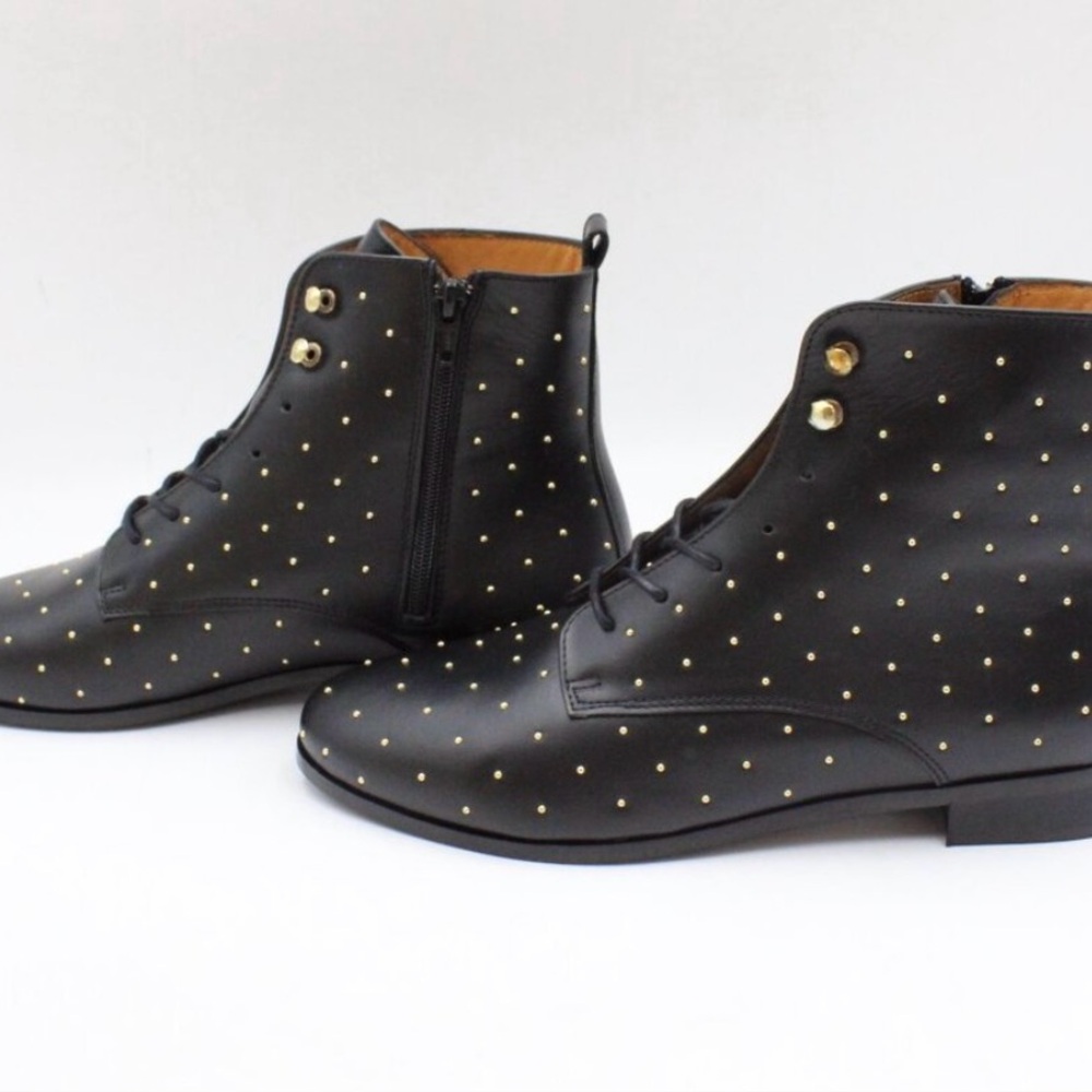 Black SEZANE Ankle Boots with Gold Studs
